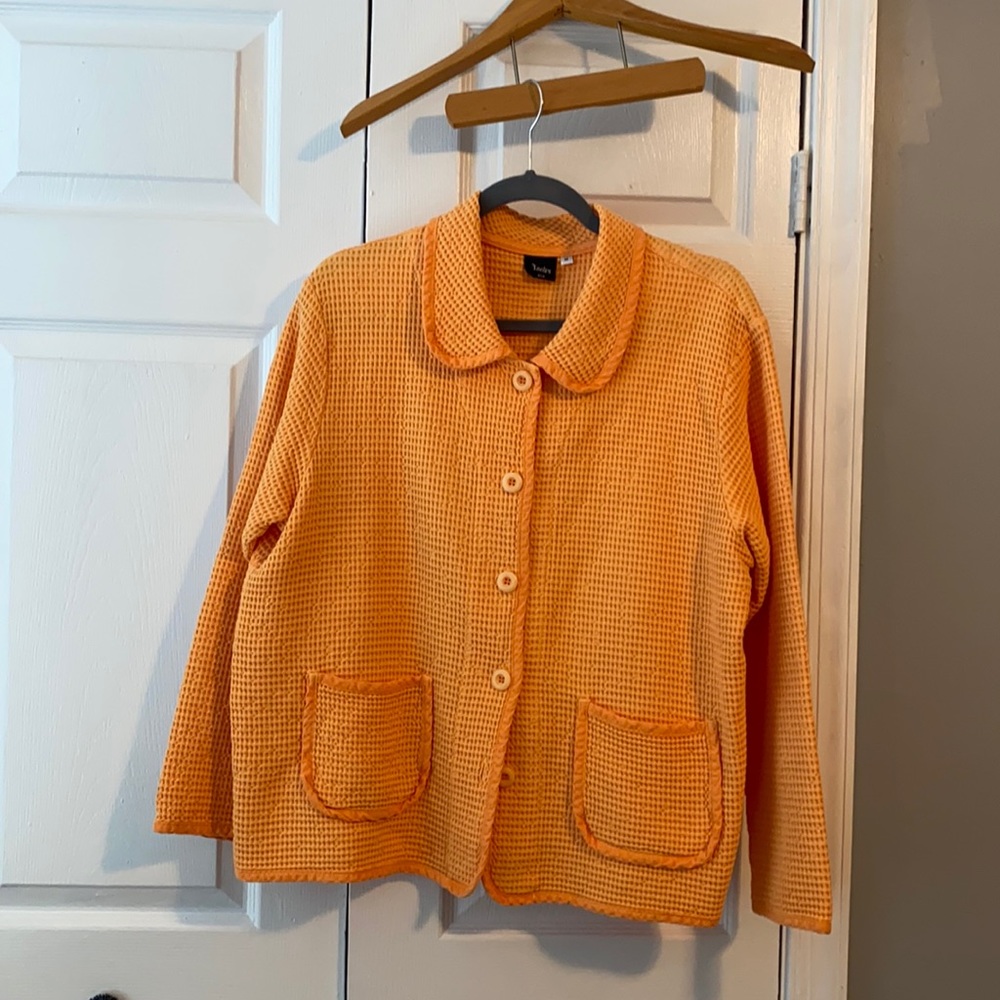 Super cute orange waffle jacket!